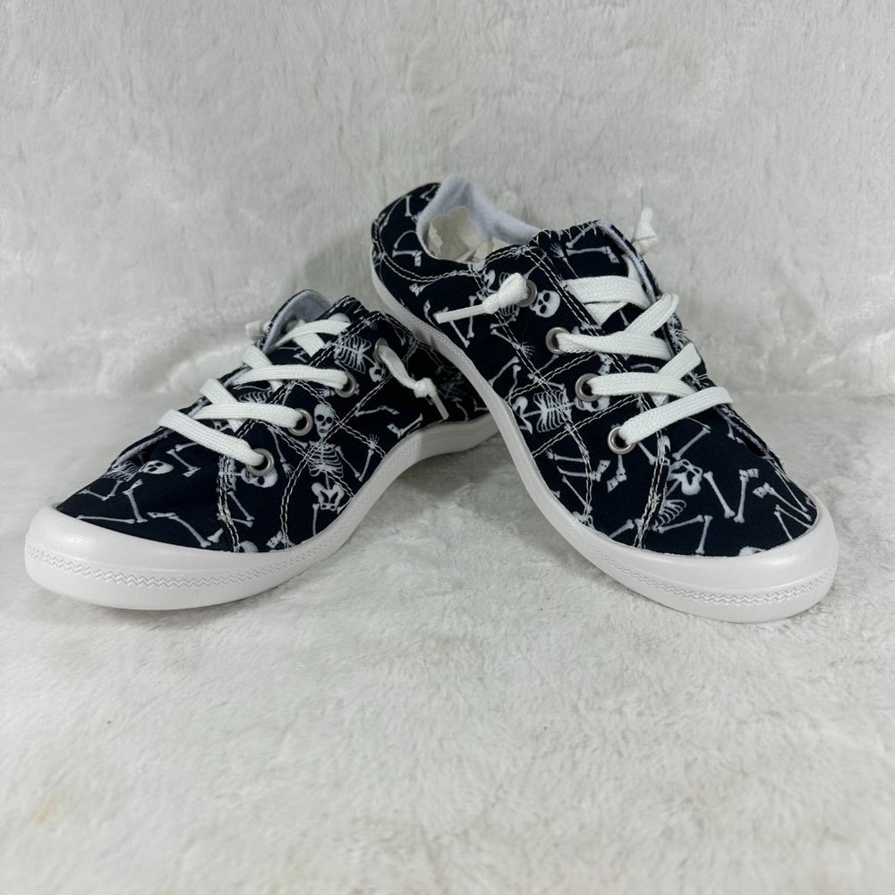 Women's Sneakers Skull - Black & White Skeleton Sneakers lace up New